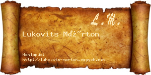 Lukovits Márton névjegykártya